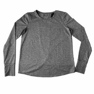 Athleta Shirt Women Small Gray Heather Thumb Hole Tulip Back Long Sleeve Top